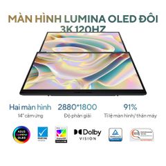 Laptop Asus ZenBook Duo UX8406CA-PZ109WS (Intel Core Ultra 9 285H | 32GB | 1 TB | 14 inch 3K OLED | Cảm ứng | Win 11 | Office | Xám)