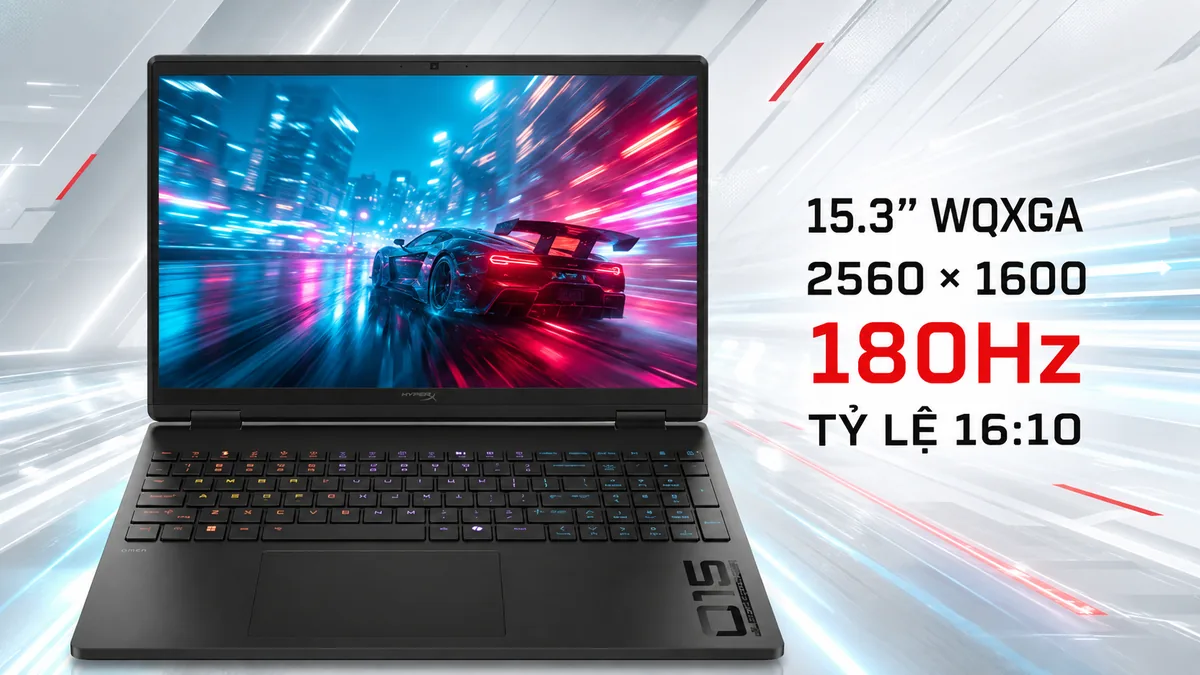 Màn hình 15.3 inch WQXGA 2560x1600 180Hz của HyperX OMEN 15
