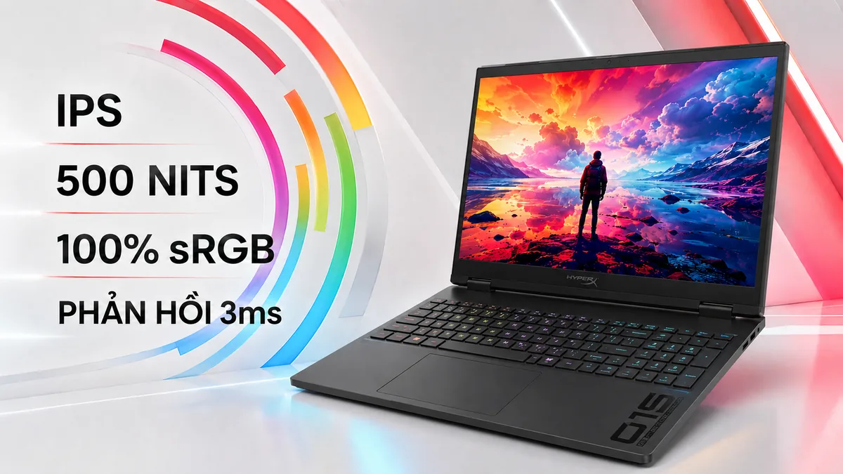 Màn IPS 500 nits phủ 100% sRGB trên HyperX OMEN 15