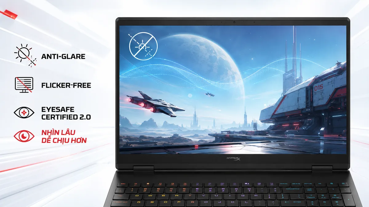Màn chống chói, không nhấp nháy, đạt Eyesafe trên HyperX OMEN 15