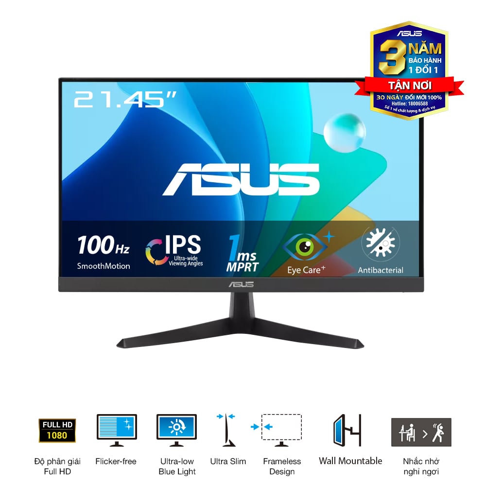 Màn Hình ASUS 21.45 Inch VY229HF  (IPS - FHD - 100Hz - 1ms)