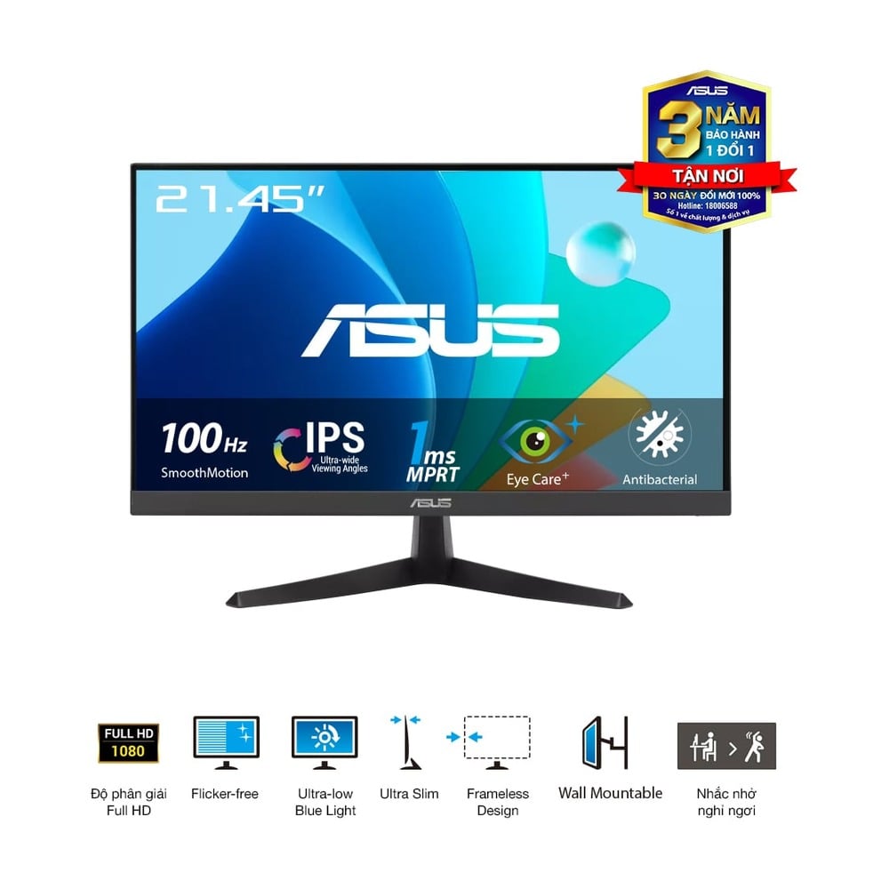 Màn Hình ASUS 21.45 Inch VY229HF  (IPS - FHD - 100Hz - 1ms)