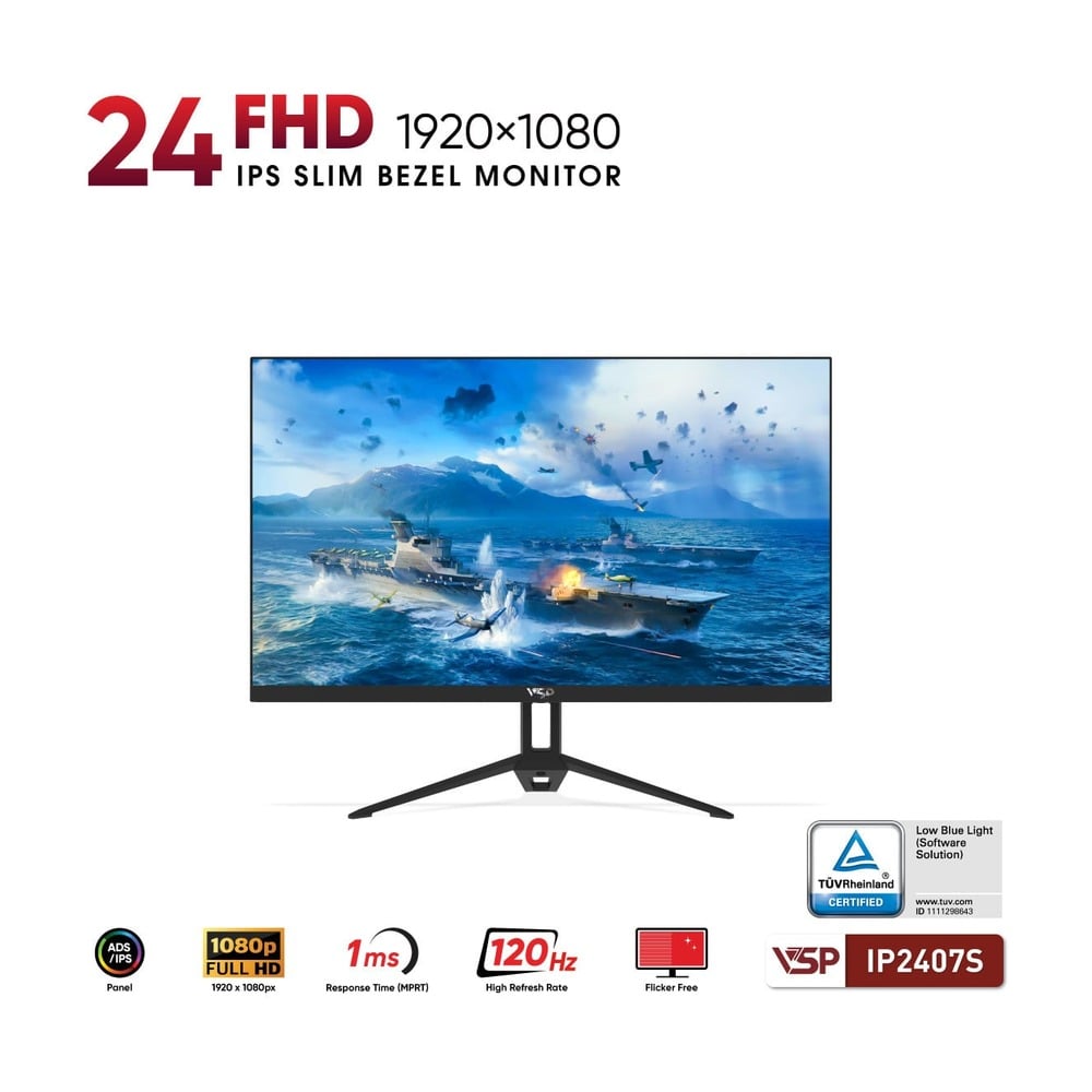 Màn hình VSP IP2407S 24 inch / IPS / FHD / 120Hz / 1ms Đen