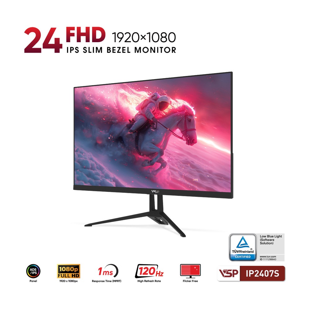 Màn hình VSP IP2407S 24 inch / IPS / FHD / 120Hz / 1ms Đen