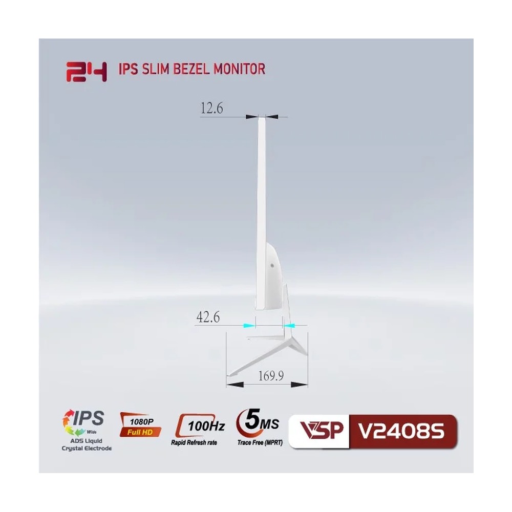 Màn hình VSP V2408S | 24 inch, Full HD, IPS, 100Hz, 5ms, phẳng, trắng