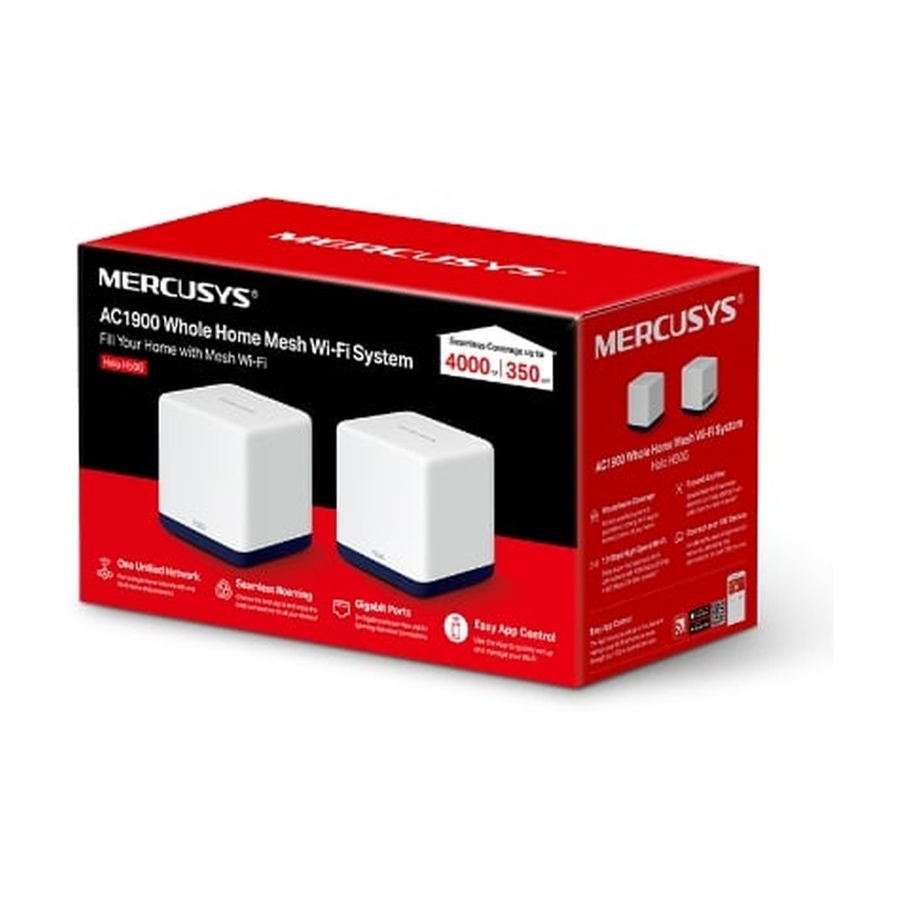 Mesh Wifi MERCUSYS Halo H50G 2 Pack AC1900 ( 2 băng tần, 3 cổng 1Gbps, 350m²)