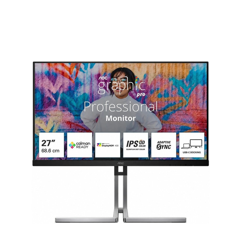 Màn Hình Đồ Hoạ AOC 27 Inch Q27U3CV/74 | 27 Inch | QHD/NANO IPS /75hz/4ms/Loa/Usb C | Phẳng