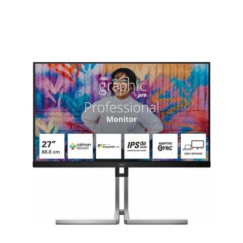 Màn Hình Đồ Hoạ AOC 27 Inch Q27U3CV/74 (27 Inch, QHD/NANO IPS /75hz/4ms/Loa/Usb C, Phẳng)