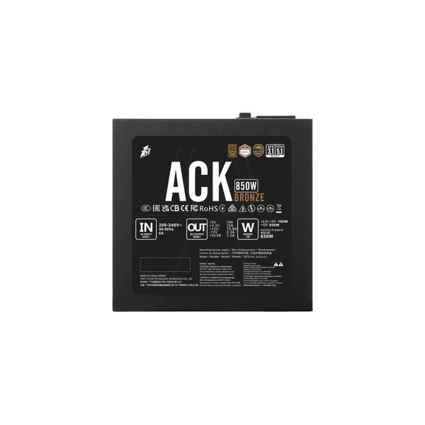 NGUỒN 1STPLAYER ACK-BRZ-850 850W ĐEN (80 PLUS BRONZE)