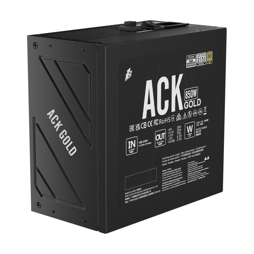 Nguồn 1STPLAYER ACK-GLD-850 850W Đen (80 Plus Gold)