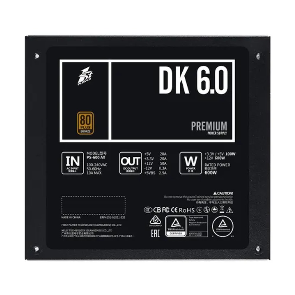 Nguồn 1STPLAYER DKPM-BRZ-600 600W 80 Plus Bronze Đen