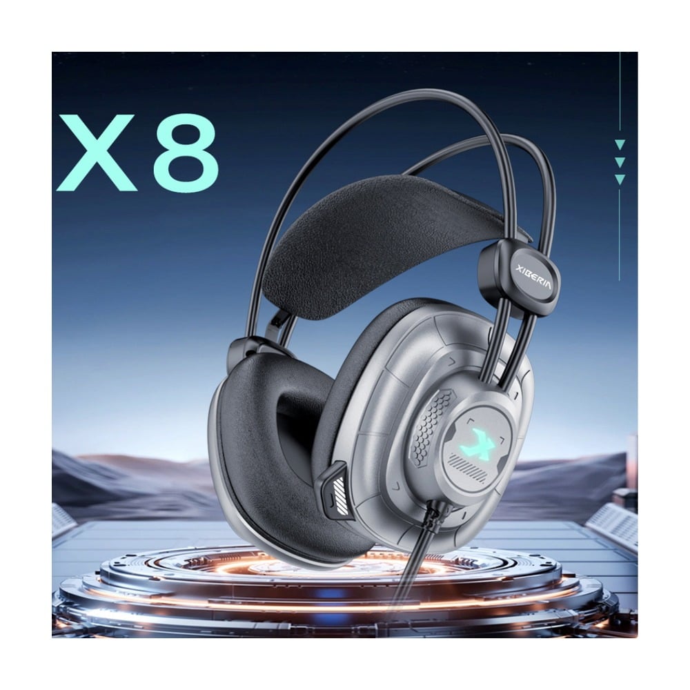 Tai Nghe Gaming Có Dây Xiberia X8 | Xám Bạc, RGB, Virtual 7.1, OverEar