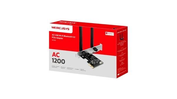Card WIFI Bluetooth PCIe Mercusys MA30E | Chuẩn AC1200 2 băng tần 2.4 & 5 GHZ | Bluetooth 5.0