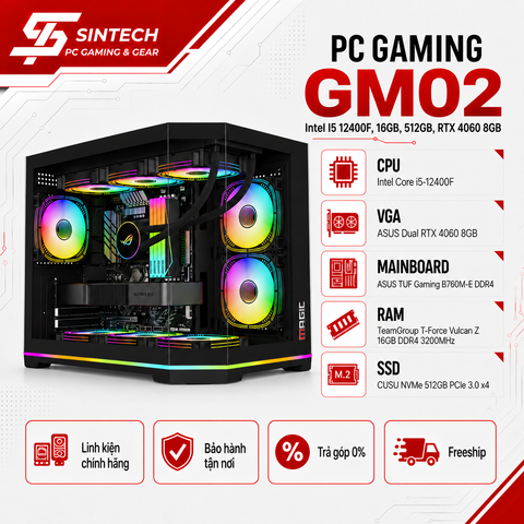 PC Gaming GM02 Intel I5 12400F, 16GB, 512GB, RTX 4060 8GB