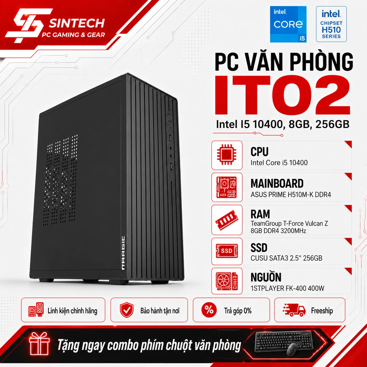 PC Văn Phòng IT02 Intel I5 10400, 8GB, 256GB