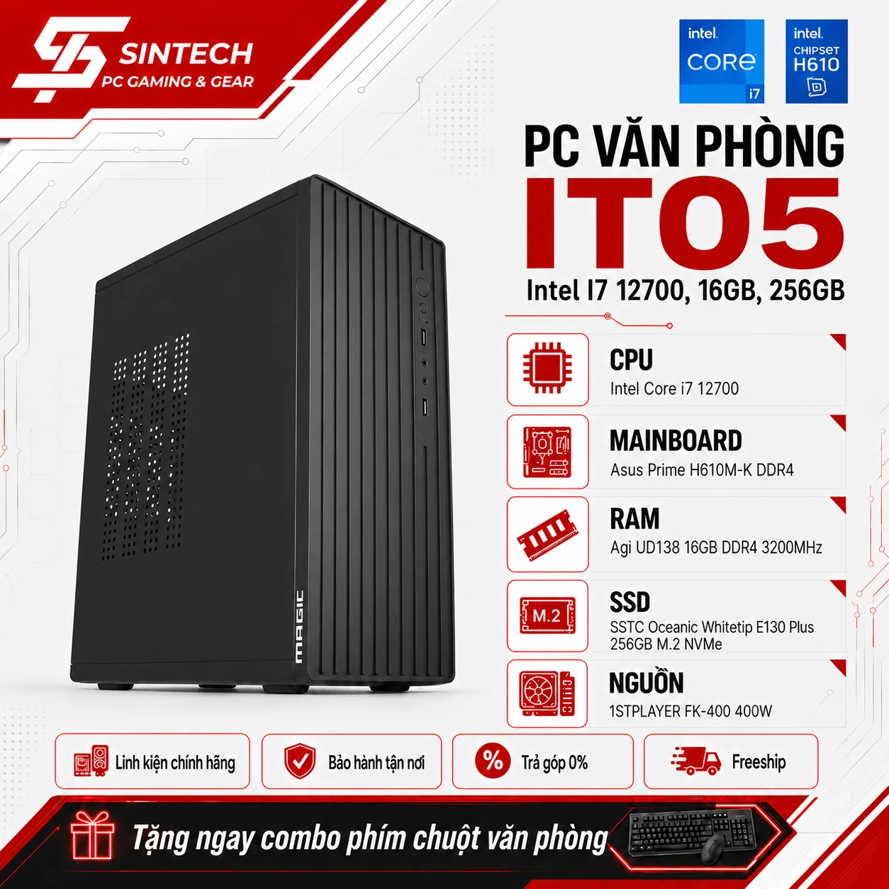 PC Văn Phòng IT05 Intel I7 12700, 16GB, 256GB