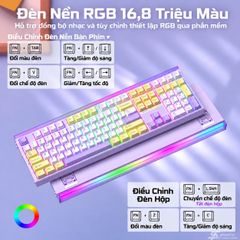 Phím Cơ AULA H108 7495 (Silent Cotton Candy Switch Vàng Tím) Không Dây
