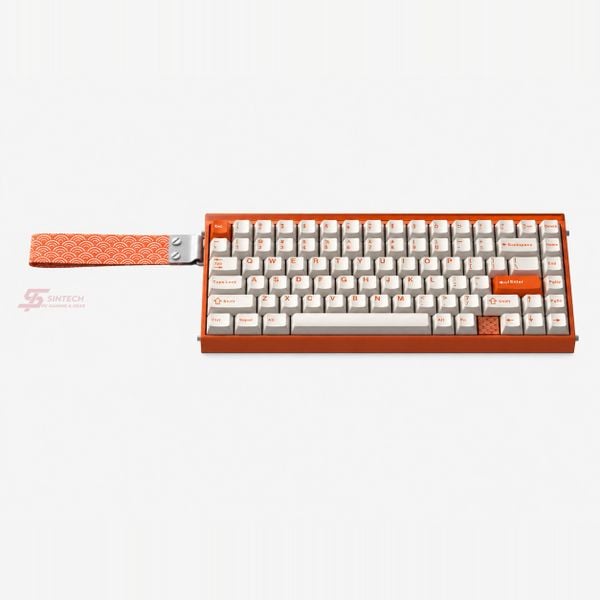 Phím Cơ AULA HERO75HE 8614 nhìn chính diện, keycap trắng kem viền cam