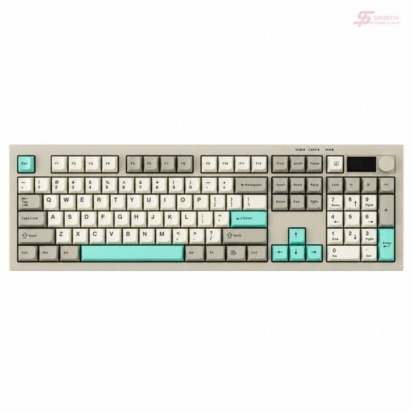 Phím Giả Cơ AULA S102 Pro 4777 xám be xanh ngọc nhìn chính diện, đủ 105 phím