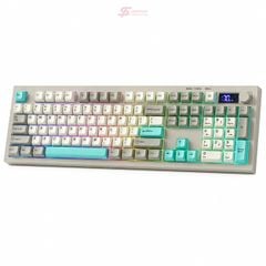 Phím Giả Cơ AULA S102 Pro 4777 (Xám Be Xanh Ngọc) Không Dây