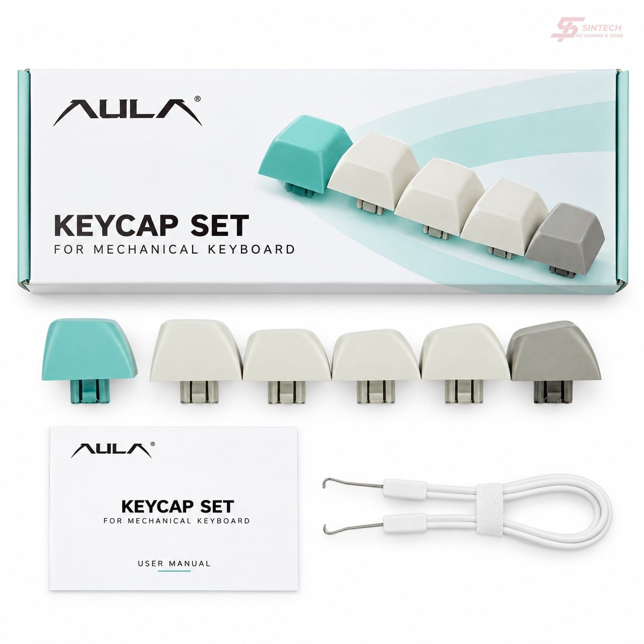Phím Giả Cơ AULA S102 Pro 4777 (Xám Be Xanh Ngọc) Không Dây