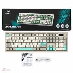 Phím Giả Cơ AULA S102 Pro 4777 (Xám Be Xanh Ngọc) Không Dây