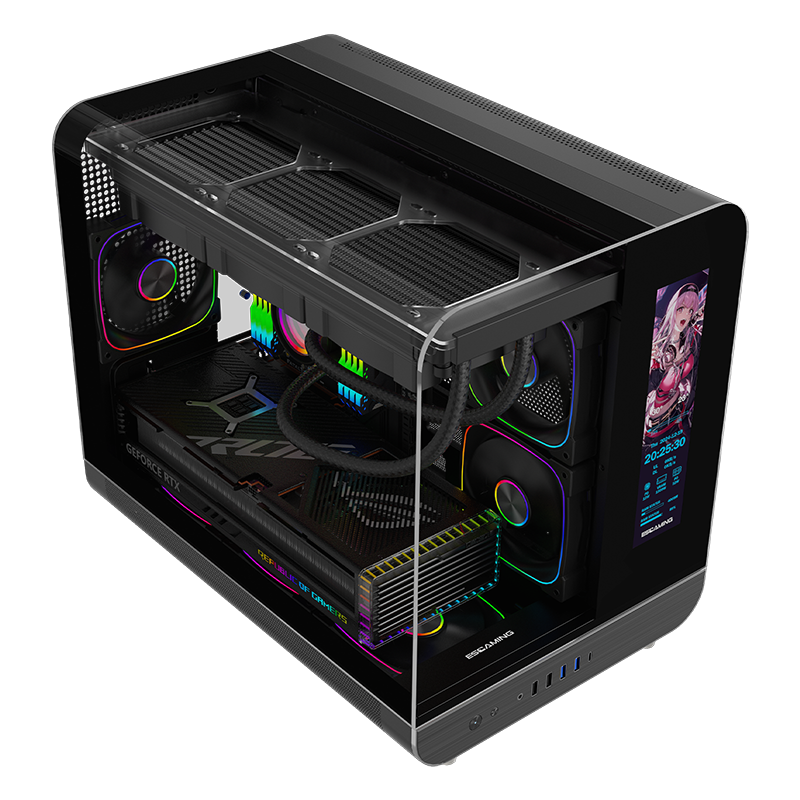 Vỏ CASE ESGASMING Aircraft 007 Ultra-Cool Display (Sẵn 3 Fan + Hub ARGB )
