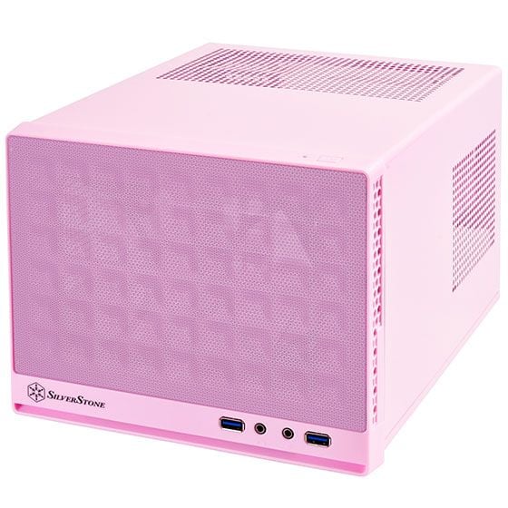 Vỏ Case Silver Stone Mini Sugo 13 ITX Hồng mặt trước