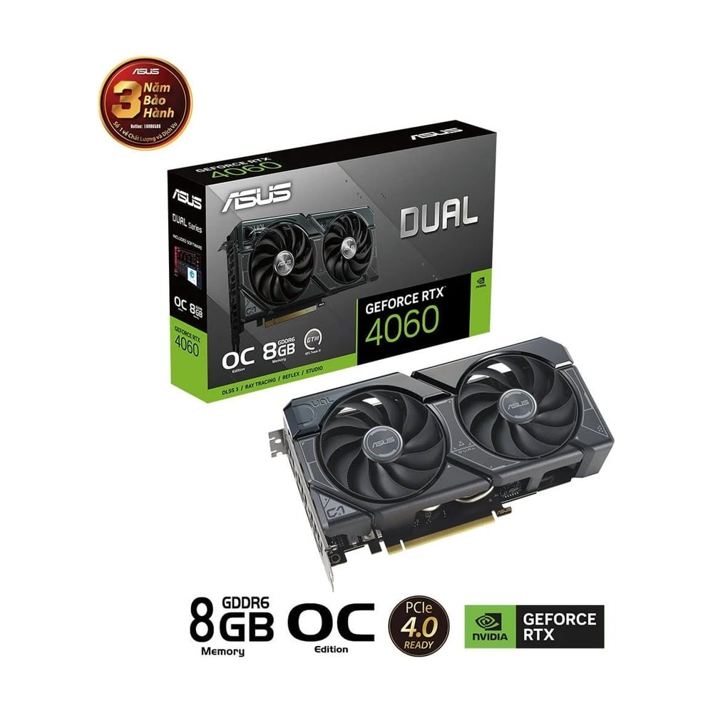 Card Màn Hình ASUS Dual RTX 4060 8GB GDDR6 (DUAL-RTX4060-8G)