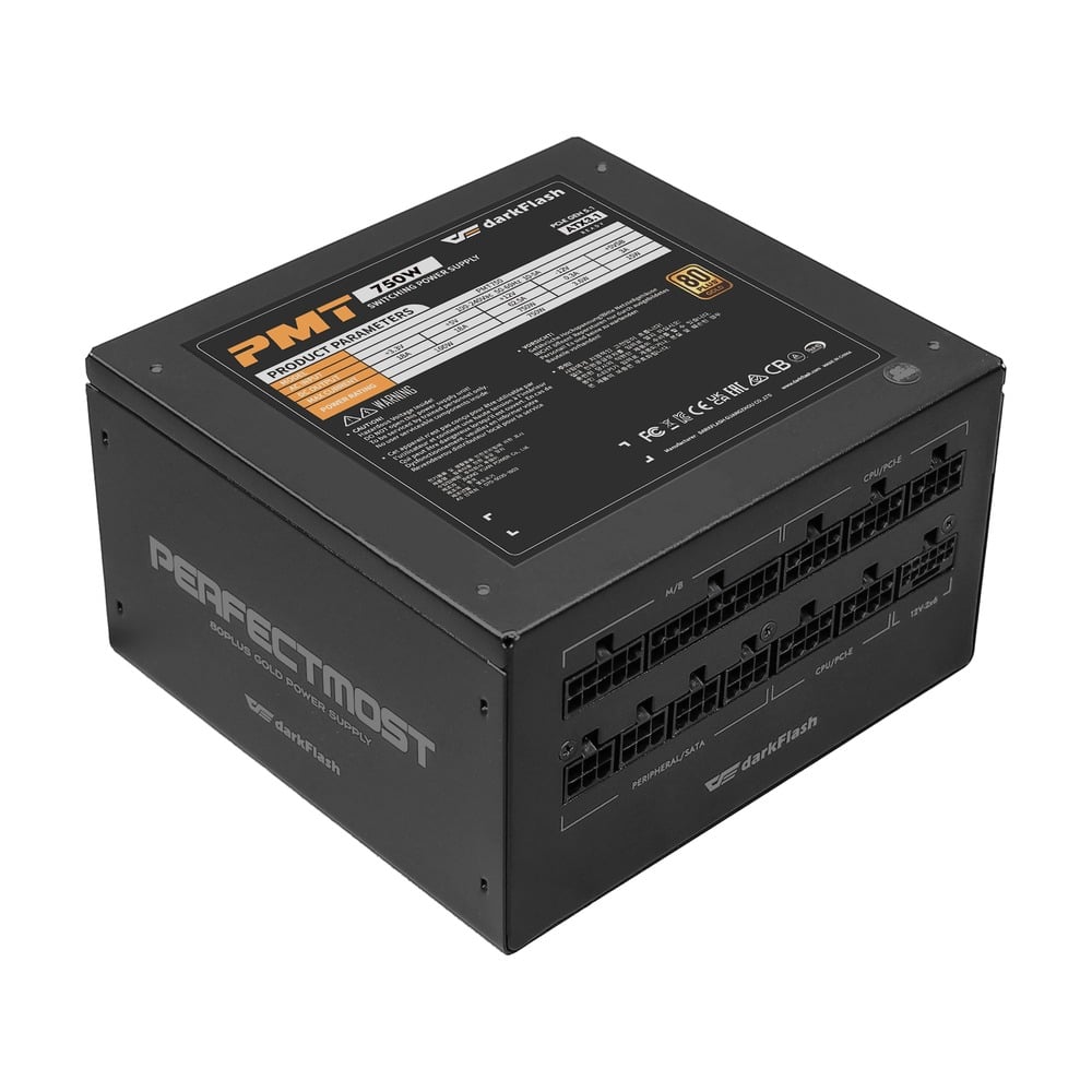 Nguồn máy tính DarkFlash PMT 750W GOLD ATX 3.1, PCIe 5.1 (80 Plus Gold/ Full-Modular) Đen