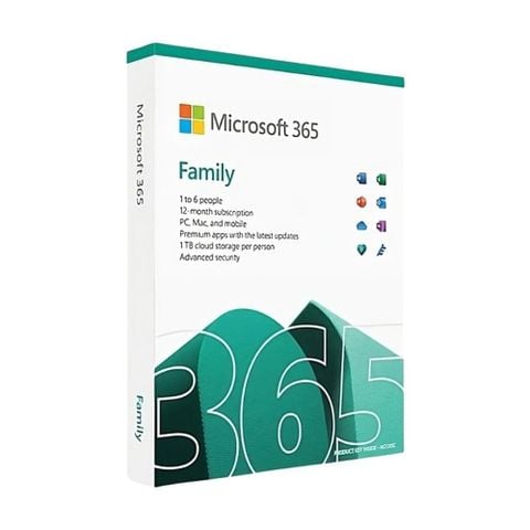 Phần mềm Microsoft Office 365 Family English APAC Subscr 1YR Medialess EP2-36878