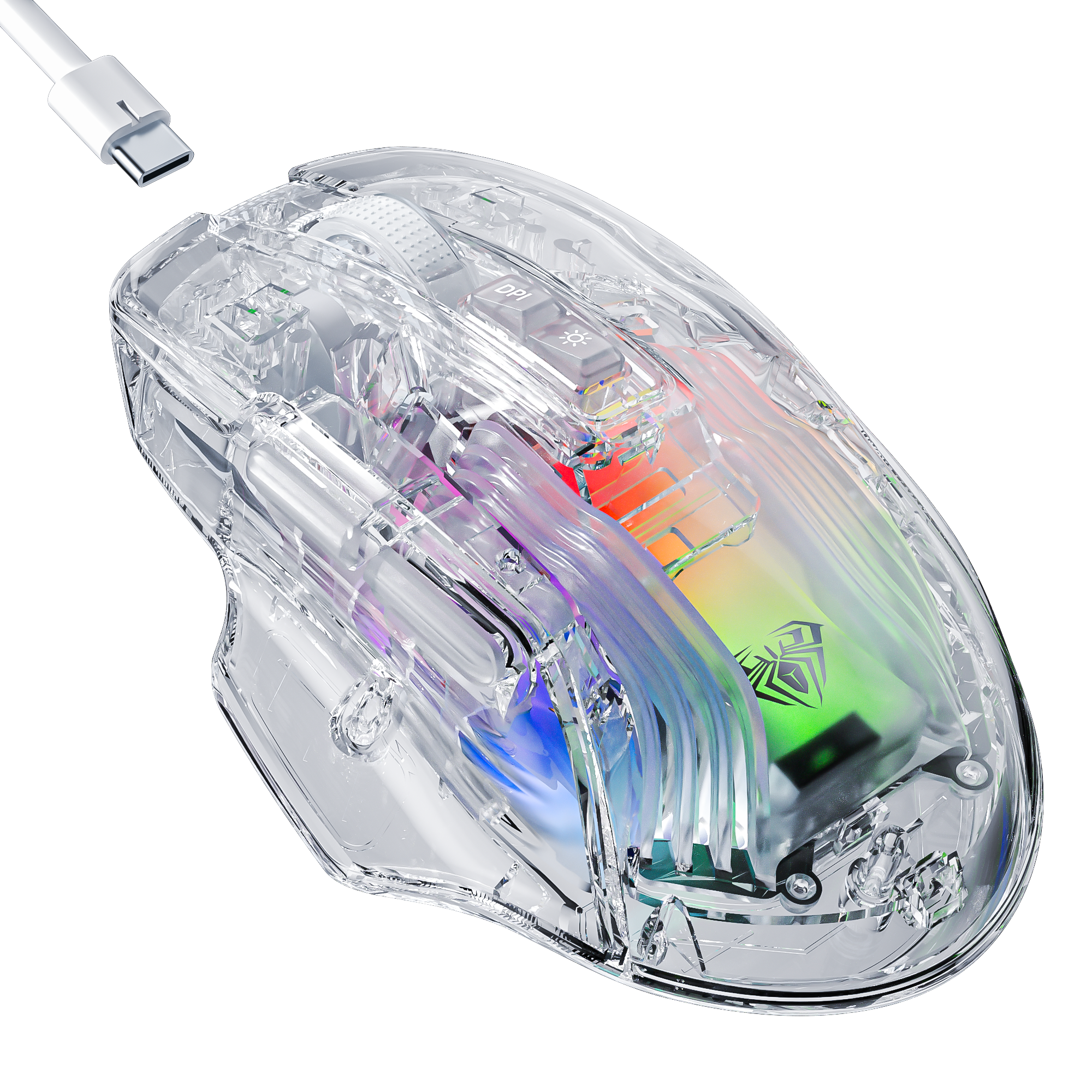 Chuột AULA SC518 2 Modes, LED RGB, Trong Suốt Trắng