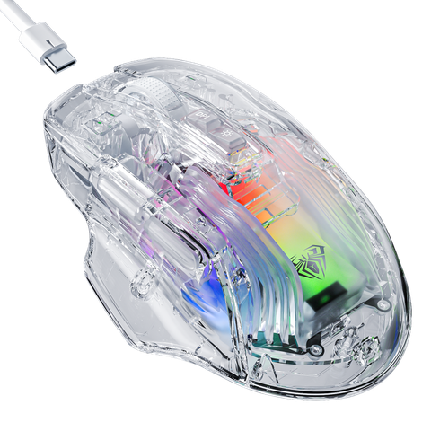 Chuột AULA SC518 2 Modes, LED RGB, Trong Suốt Trắng