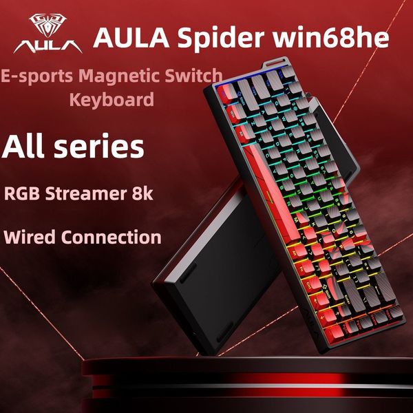 Phím Cơ Aula WIN60HE Max (Wing Chun Magnetic Switch Đen Đỏ) Có Dây