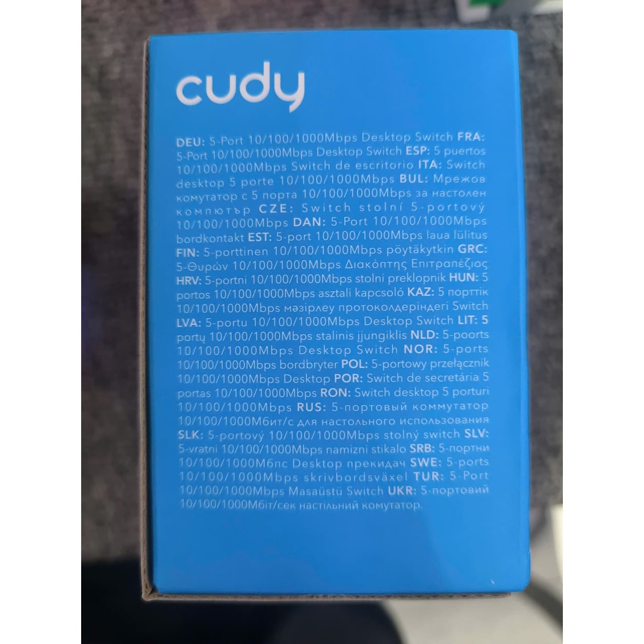 Mặt sau hộp Cudy GS105 5 cổng Gigabit