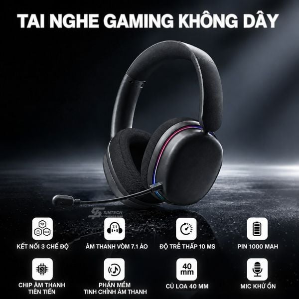 Tai nghe gaming không dây AULA G7 Pro Đen