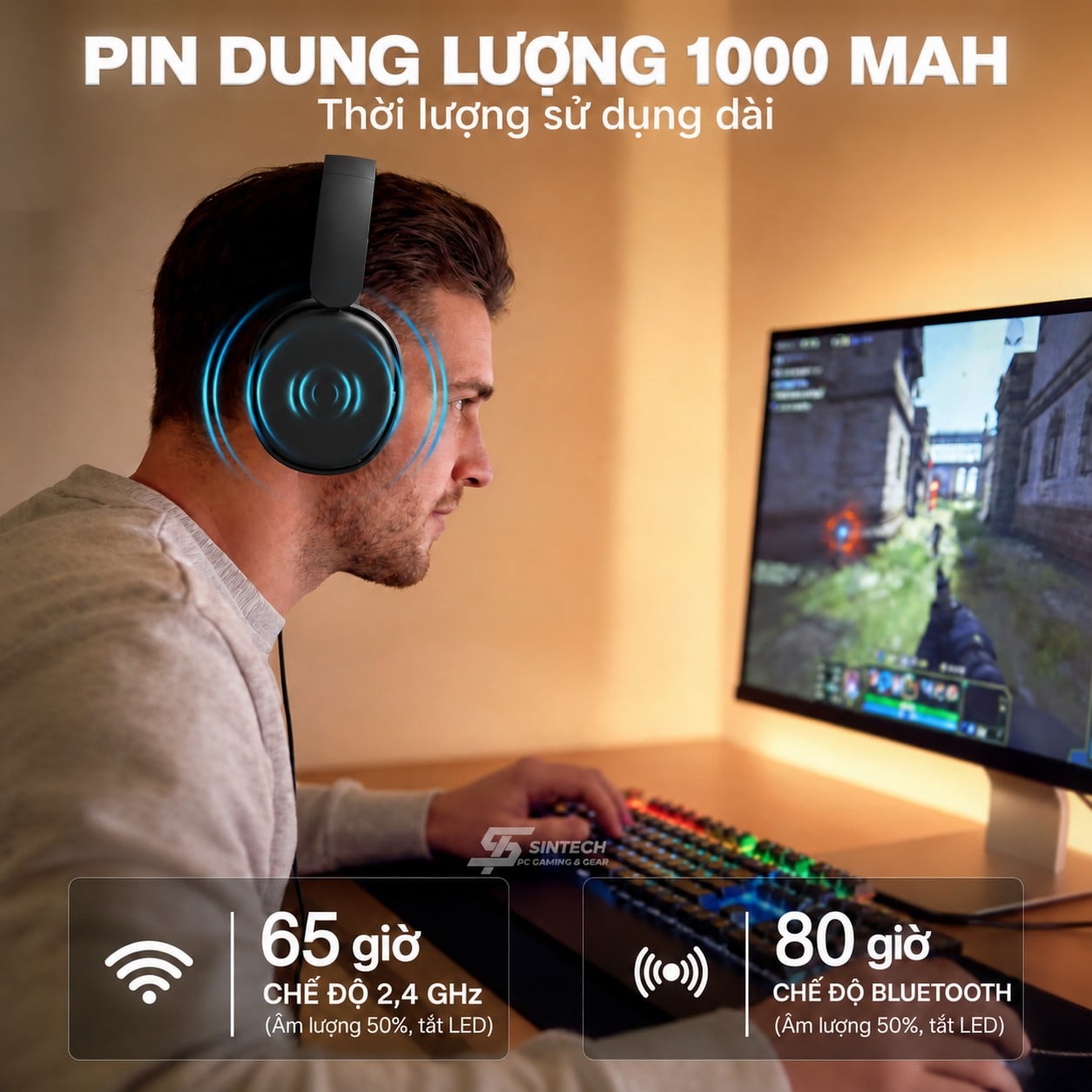 Tai Nghe Gaming AULA G7 Pro 5323 Đen Không Dây