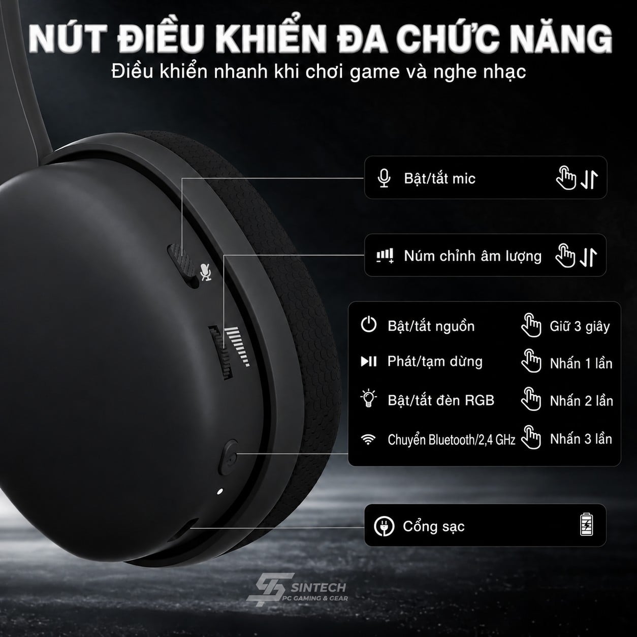 Tai Nghe Gaming AULA G7 Pro 5323 Đen Không Dây