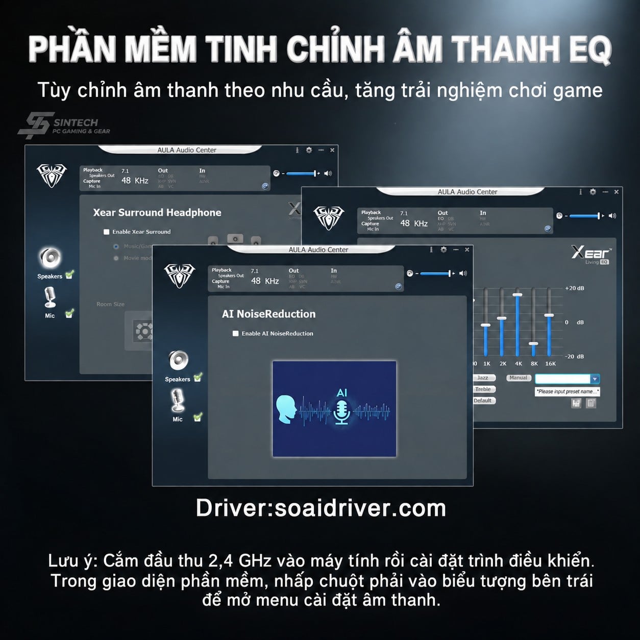Tai Nghe Gaming AULA G7 Pro 5323 Đen Không Dây