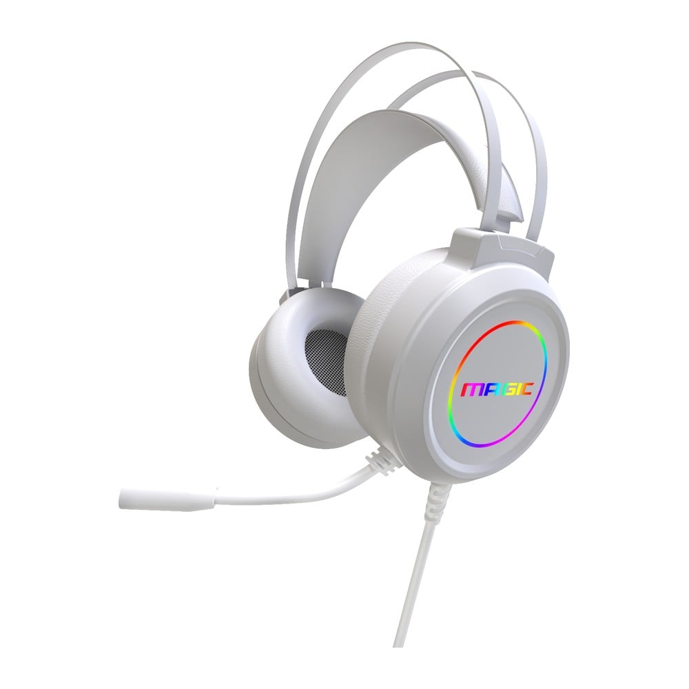 Tai nghe gaming Magic HG-01 trắng, đệm tai và choàng đầu màu trắng