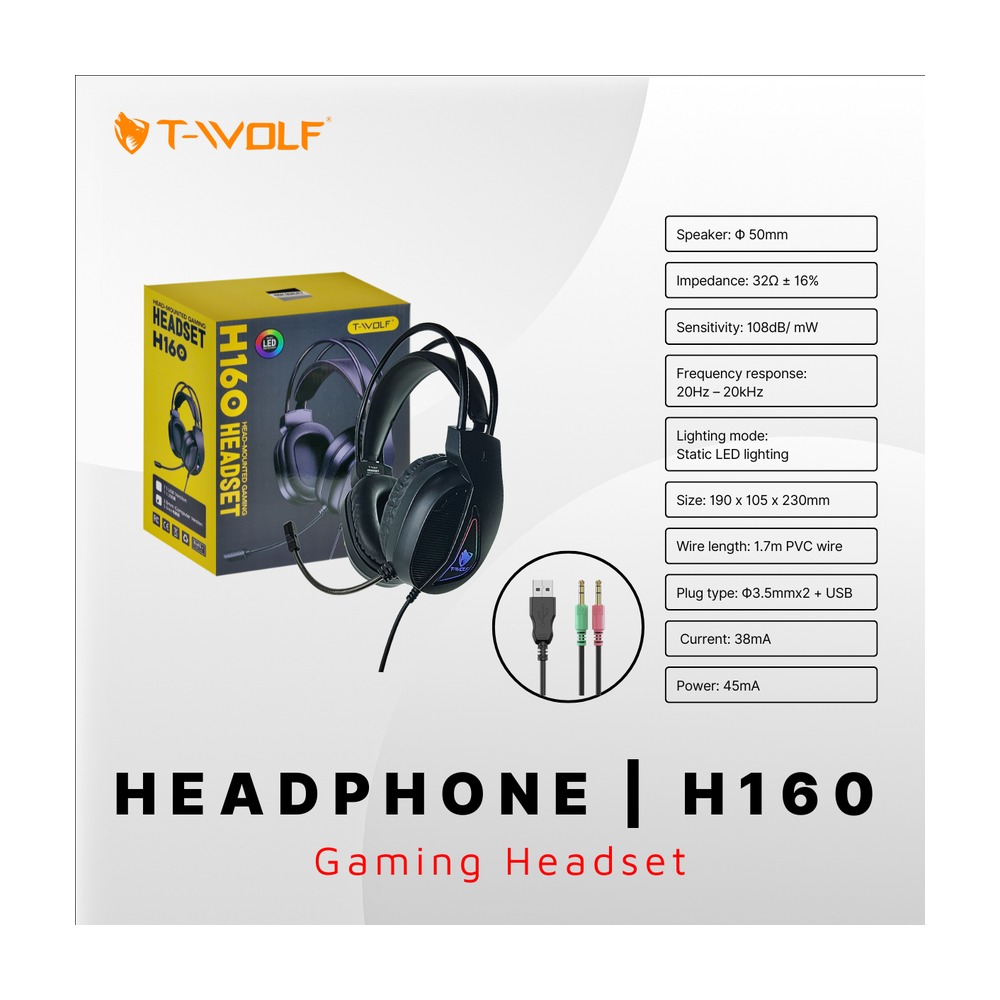 Tai Nghe Gaming T-WOLF H160 Có Dây