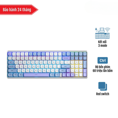 BÀN PHÍM CƠ GAMING AULA S100 PRO (5762) 3 MODE (Phiên bản Xanh dương+trắng+tím/ Red switch)