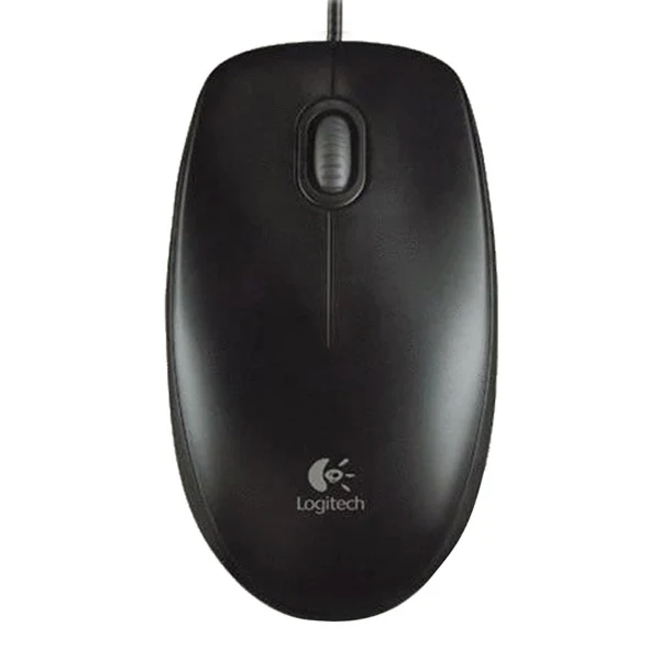 Thiết kế chuột Logitech B100 màu đen nhỏ gọn