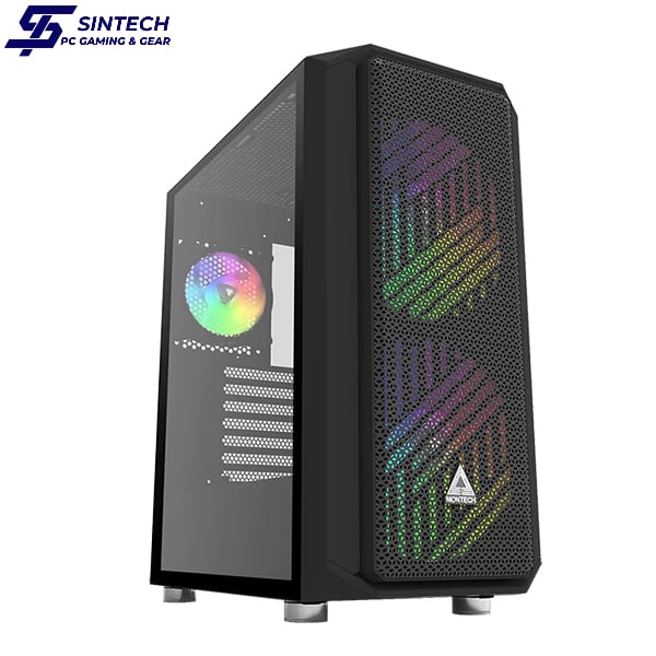 Montech Air X ARGB Đen kính cường lực Vỏ Case Montech Air X ARGB Đen góc nhìn bên hông