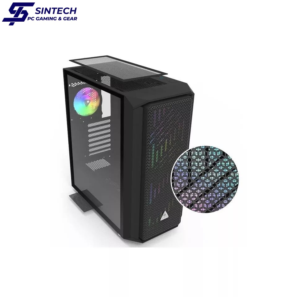 Vỏ Case Montech Air X ARGB Đen kèm fan Vỏ Case Montech Air X ARGB Đen kèm fan mặt trước