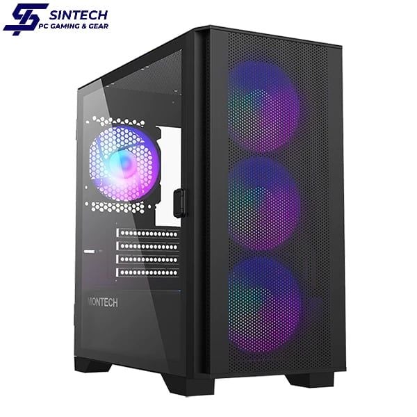 Vỏ Case Montech Air 100 ARGB M-ATX/Mid Tower Đen Kèm 4 Fan ARGB