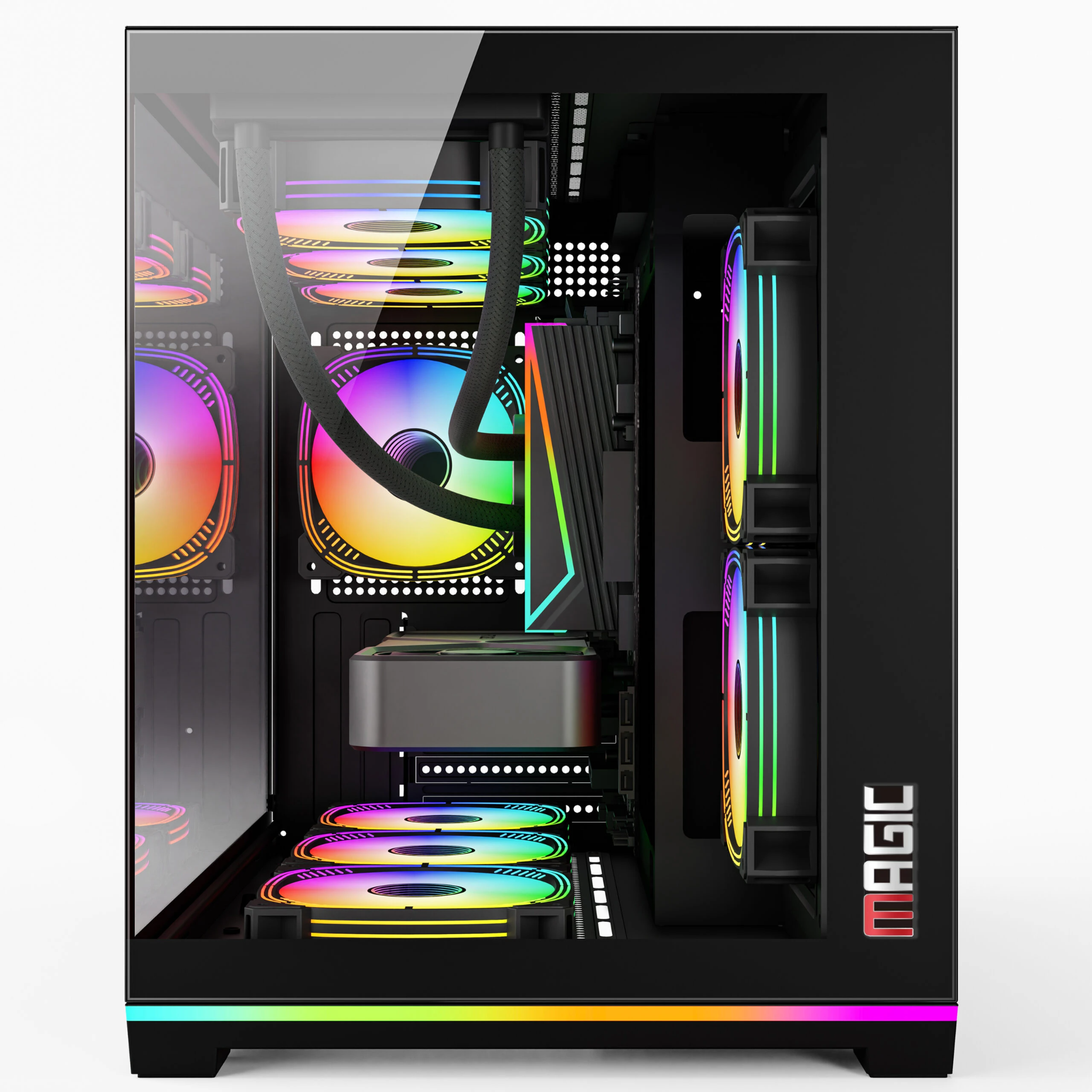 Vỏ Case MAGIC GM-06L PRO M-ATX, SẴN DẢI LED RGB OR ARGB Đen
