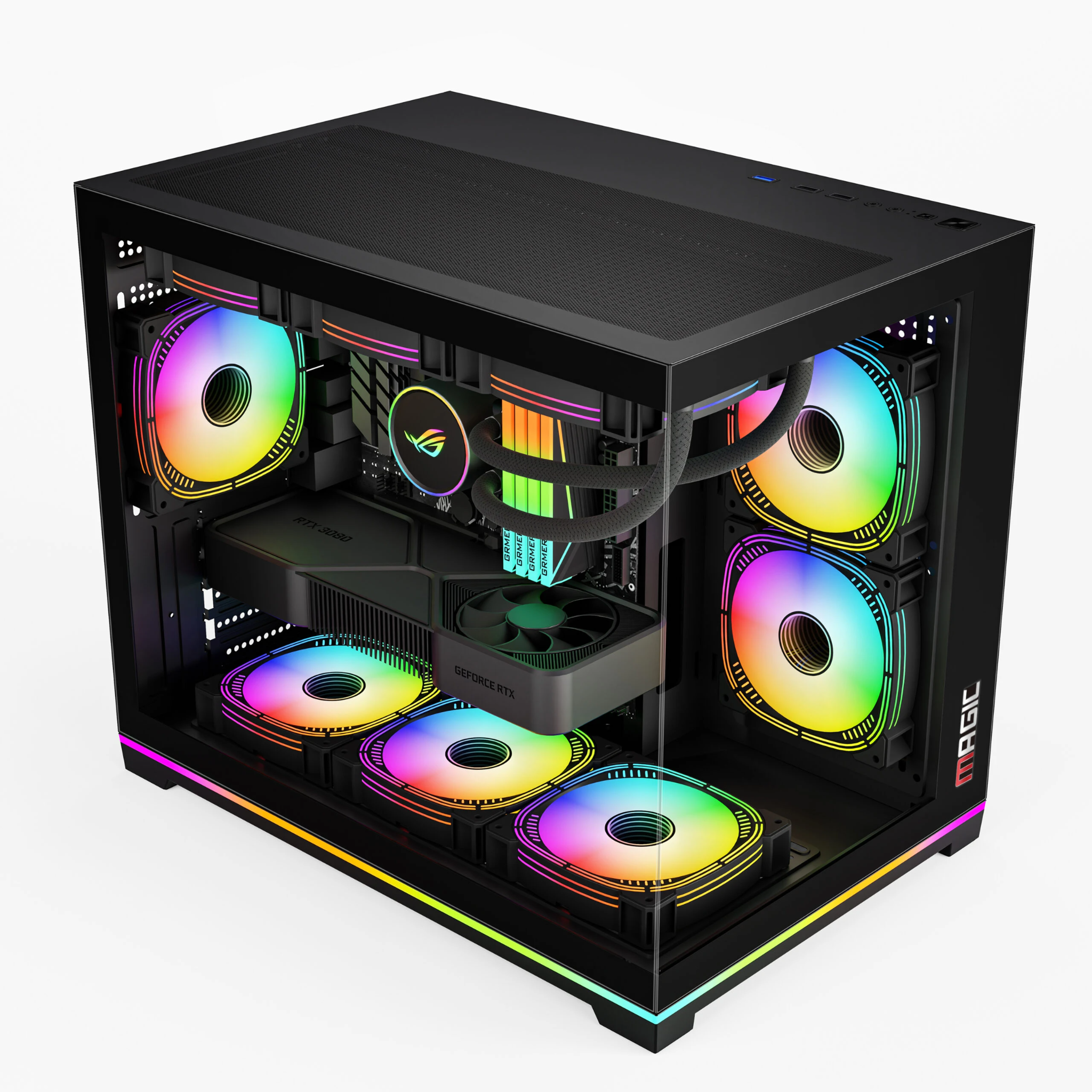 Vỏ Case MAGIC GM-06L PRO M-ATX, SẴN DẢI LED RGB OR ARGB Đen
