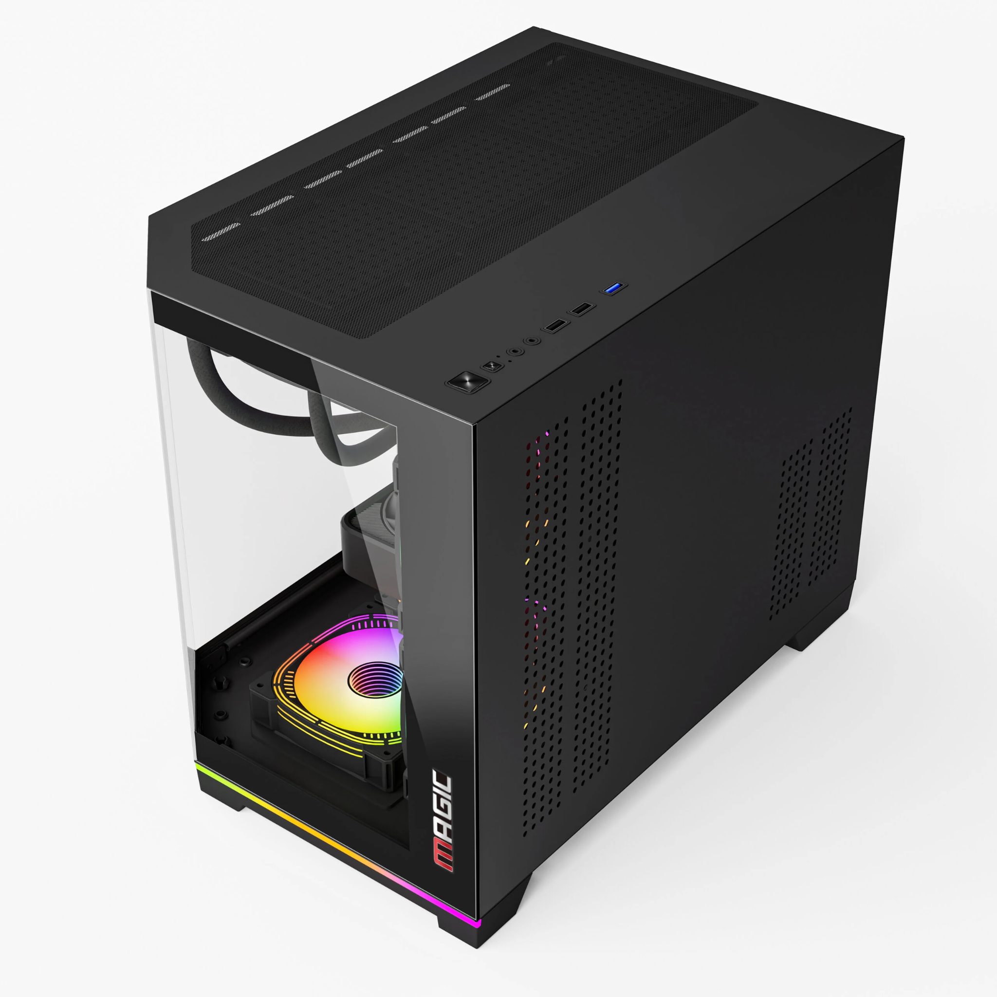Vỏ Case MAGIC GM-08L PRO M-ATX, SẴN DẢI LED RGB OR ARGB Đen