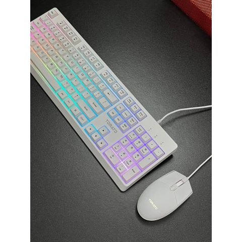Combo Bàn Phím Chuột Giả Cơ Tomato S100 (Trắng) RGB Có Dây